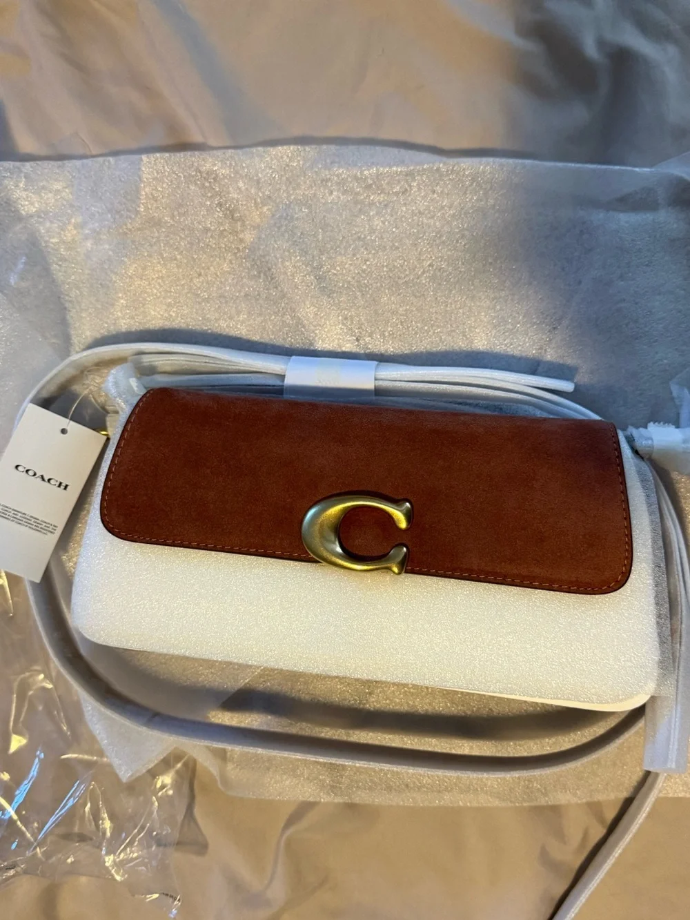 Coach Jet Suede Shoulder Bag in Brass/Clay